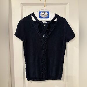 Oscar de la Renta Black Knit Top-Size Medium